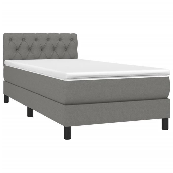VidaXL Lit à sommier tapissier avec matelas Gris foncé 80x200 cm Tissu - Modèle 3140250