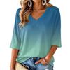 Women's V-Neck Gradient Print Blouse Lightweight for Spring and Summer