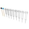 8-teiliges Stimmgabel-Set Aluminiumlegierung Stimmgabel 126,22 Hz Klangheilungs-Werkzeug mit Hammer Reinigungstuch Silber