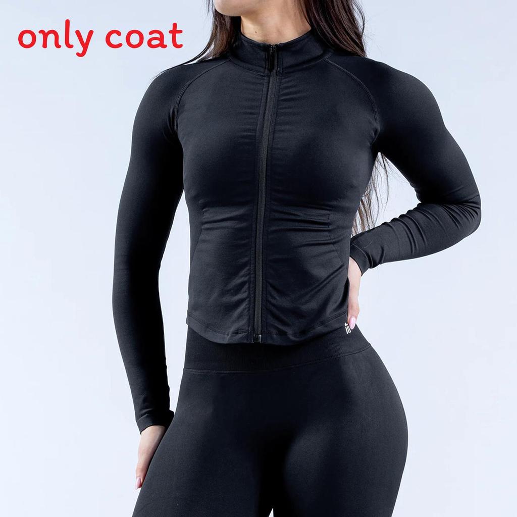 Seamless Long Sleeve Yoga Jacket With Zipper For Women Fitness And Running Activities