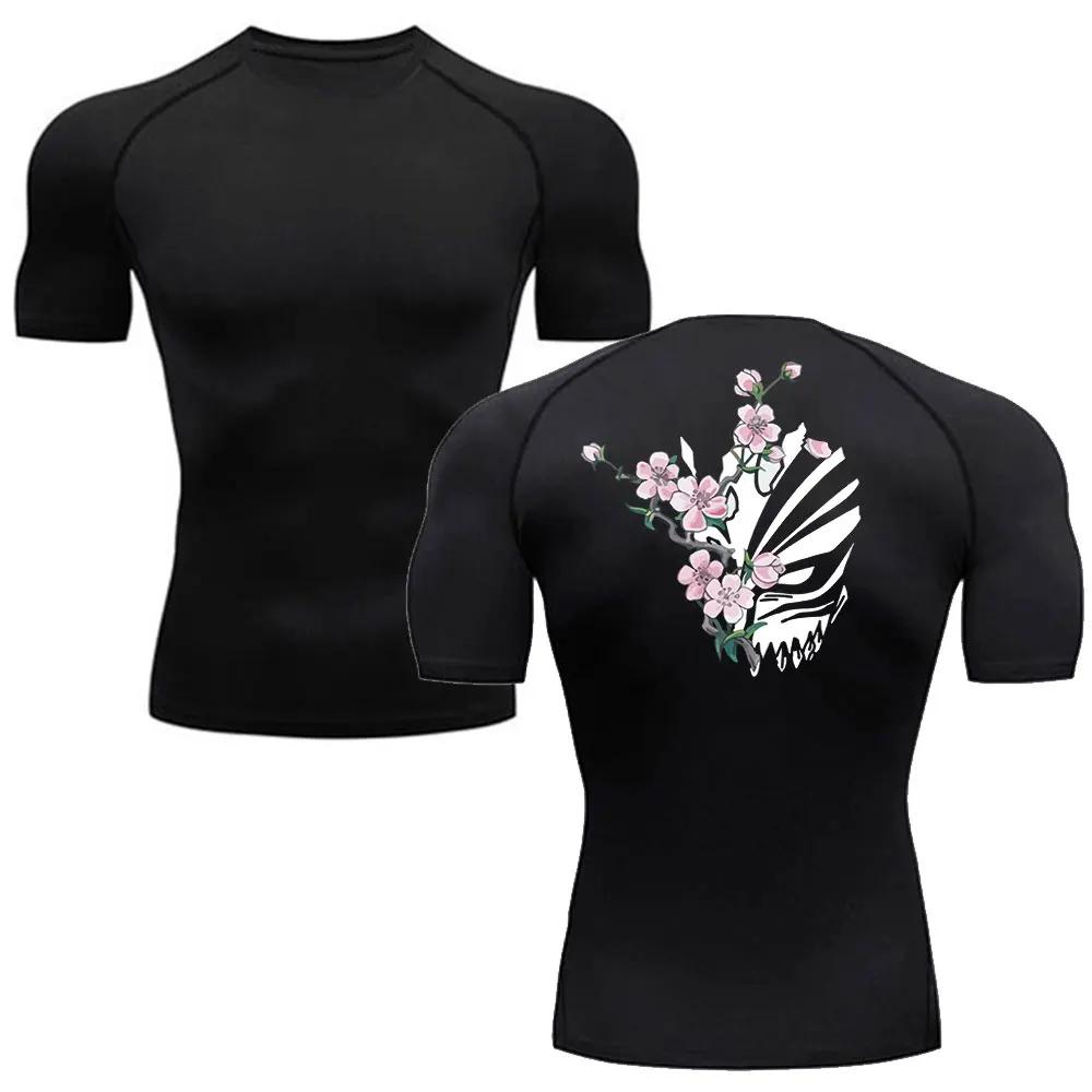 Anime Bleach Męska Koszulka Sportowa BJJ Rashguard MMA Kompresyjna Męska Koszulka na Siłownię Fitness Boks Koszulki Szybkoschnąca Treningowa Oddychająca Koszulka Top