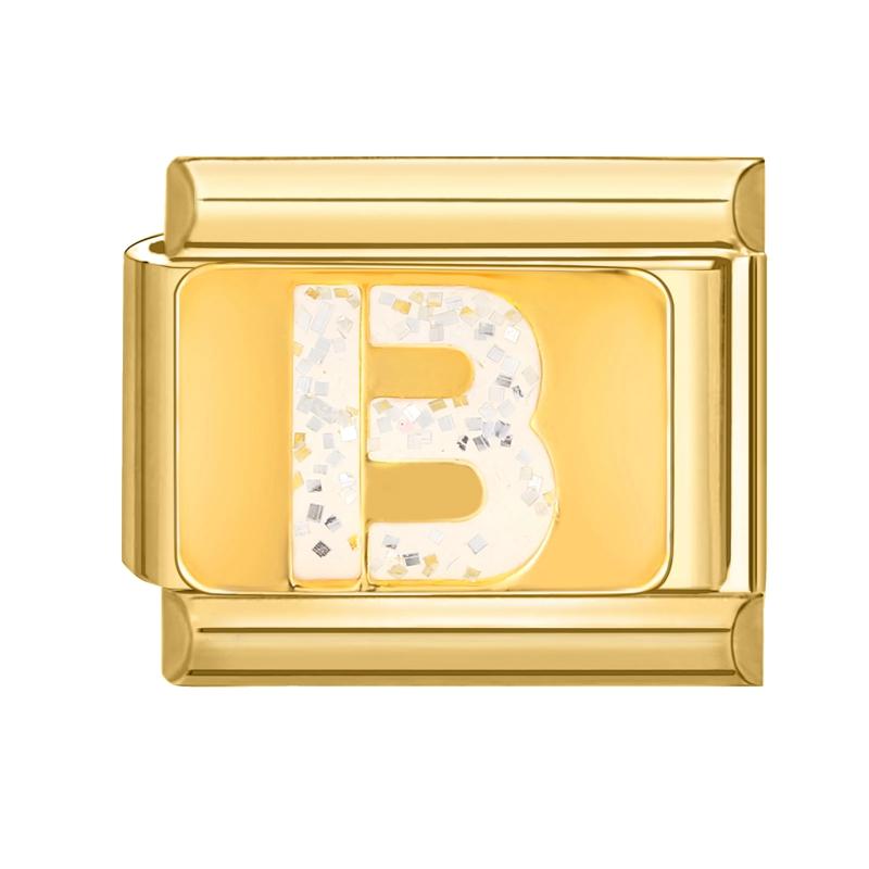 Fashion Golden 26 Letters A-Z Italian Links Charm Beads 9mm Stainless Steel Bracelet Jewelry DIY Hand Making