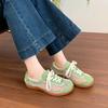 Fashion Flat Ballet Mesh Single Shoes Summer New Round Toe Spliced Front Lace-Up Lightweight Versatile Breathable Sneakers