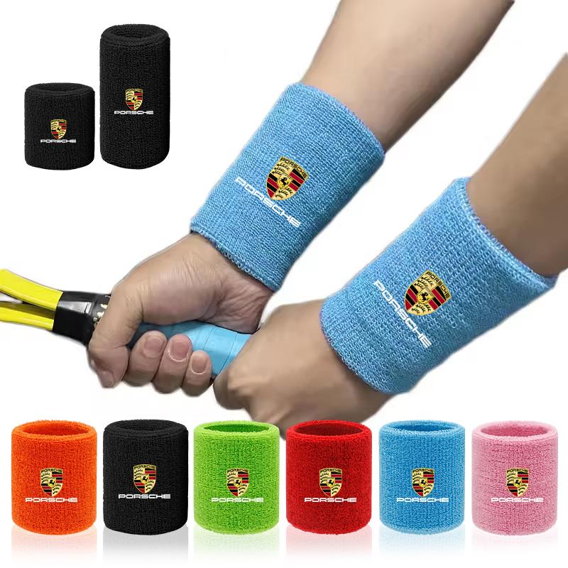 Met Auto Logo Badge Armband Sportpolsbandjes Mannen Vrouwen Absorberende Polsband Voor Porsche Panamera Cayenne Taycan 911 718 Macan