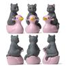 Playful Water Series: Hand-Painted Cat & Kitten Figurines on Pink Ducks for Micro Landscape Gardening