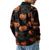 Men's Long Sleeve Button Down Shirt with Halloween Print for Costume Party