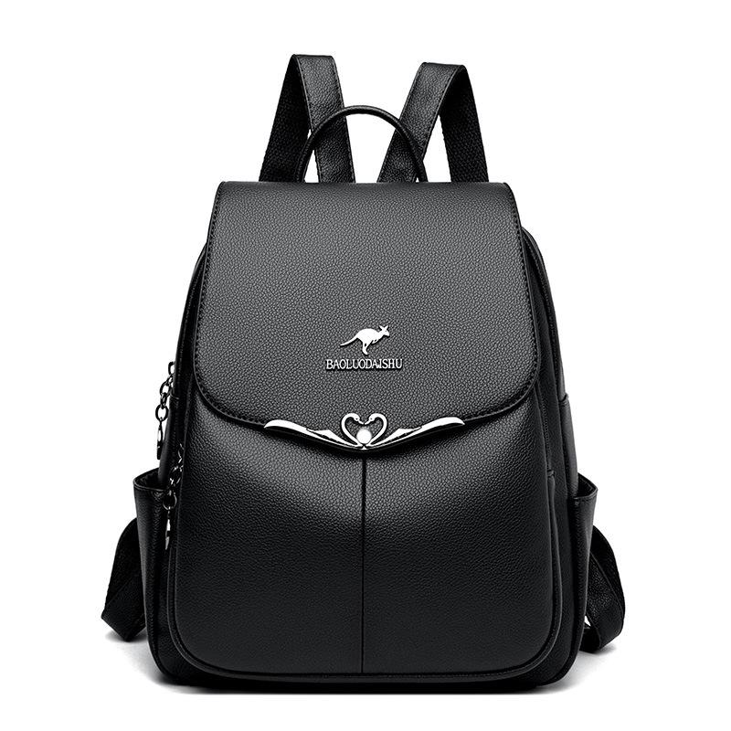 Premium sense large-capacity casual backpack women's new versatile soft leather student schoolbag outdoor travel backpack
