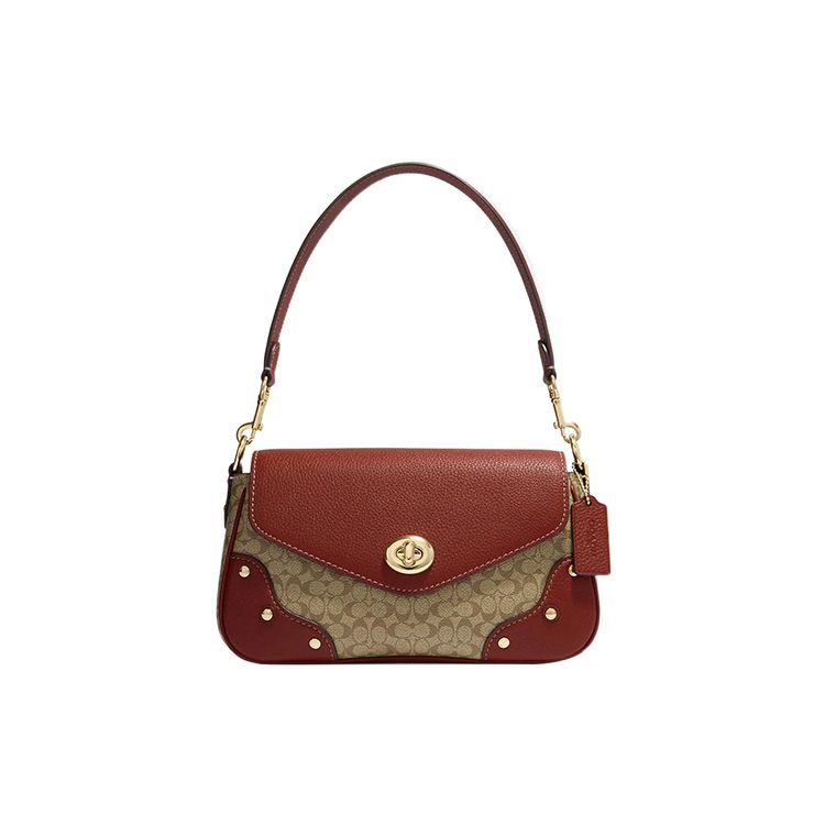 

Coach Millie 27 Classic Monogram Turnlock Closure Signature Coated Canvas With Exquisite Pebble Grain Leather Tote Shoulder Bag Large CE639-IMS4L Basic Set (Bag+Dust Bag)