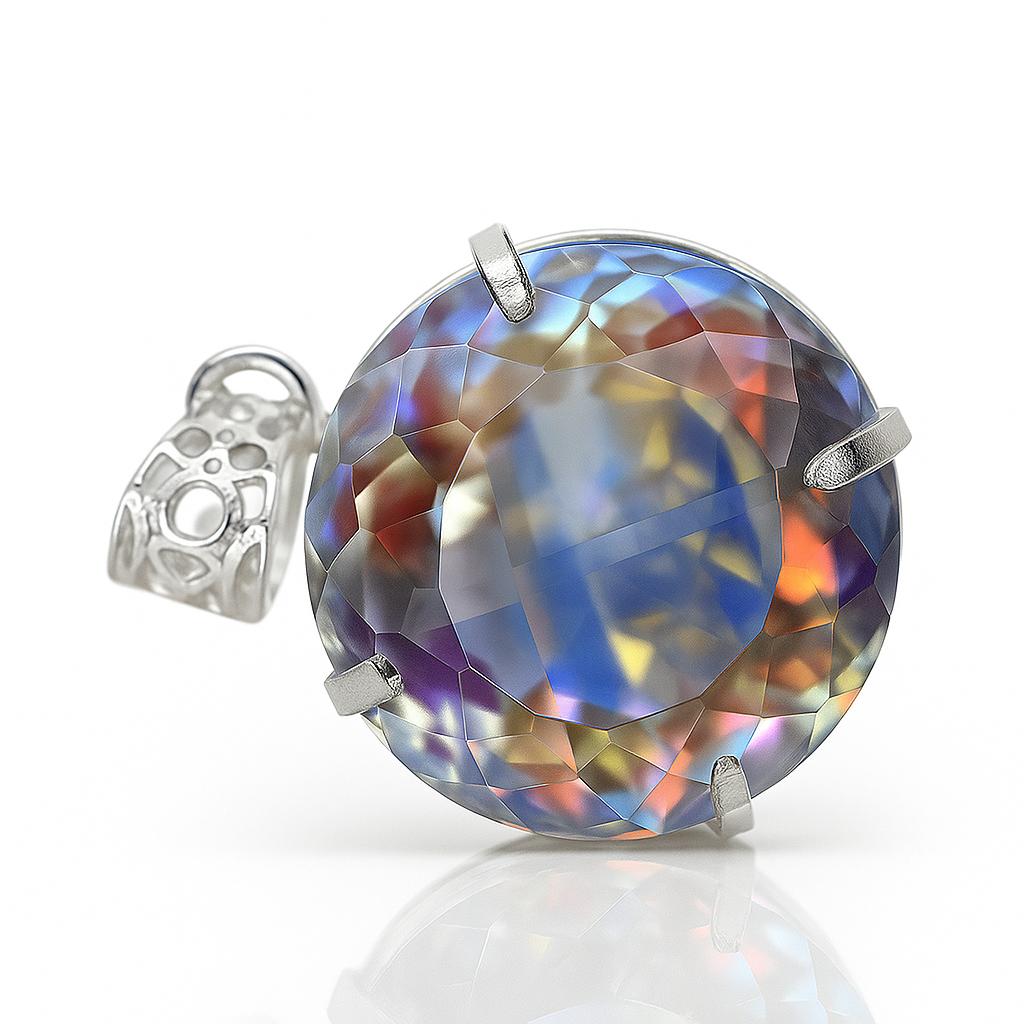 69 Ct+ A++ Natural Round Cut Mystic Topaz 925 Sterling Silver Pendant Certified