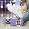29-40 Boy's Rotating Button Four Wheel Skate Roller Shoes Roller Skating Removable Student Skating Shoes Kid Shoes with Wheels