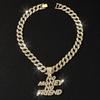 European and American New Product Full Diamond Letter NO MONEY NO FAIEND Hip Hop Personalized Alloy Pendant Cuban Chain