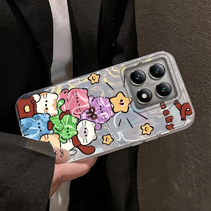 Cartoon Cat Love Heart Girls Women Water Texture Case For Xiaomi 14T 13T Pro 14Tpro 11 Lite 5G NE Shockproof Bumper Fundas Cover
