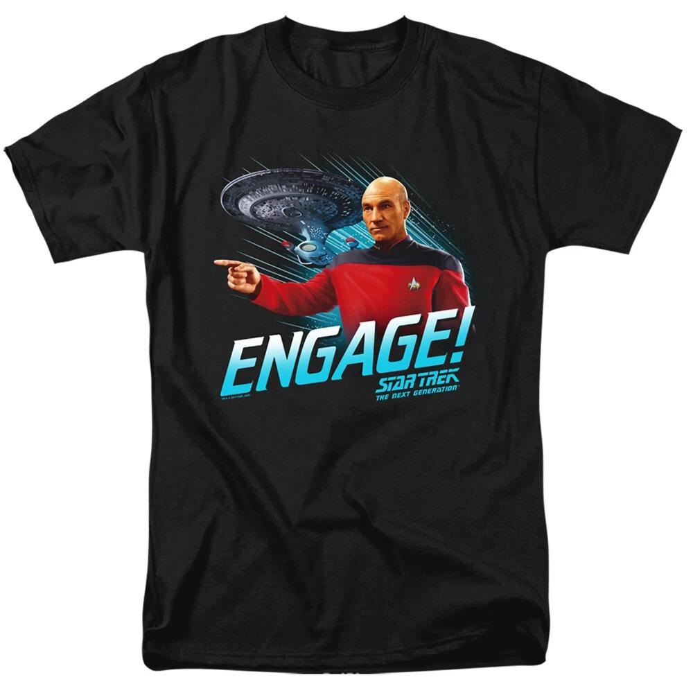 Star Trek TNG Engage Picard Enterprise Men’s T-Shirt S-5XL Licensed Tee L