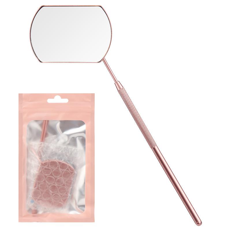 1Pc Handheld Square Eyelash Extension Inspection Mirror, Stainless Steel Eyelash Extension Auxiliary Tool