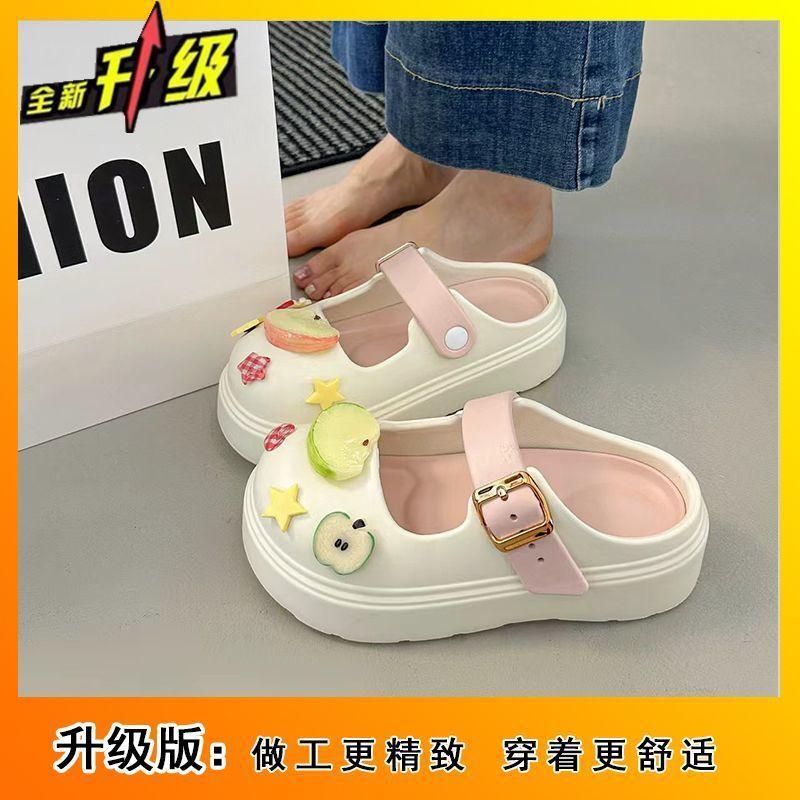 Women's beach cool slippers women's summer wear 2025 new non-slip hole super fire cute bag head slippers