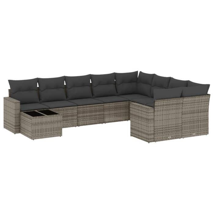 VidaXL Salon de Jardin avec Coussins 10 pcs, Canapés de Terrasse, Ensemble de Meubles de Patio, Mobilier d'Extérieur, Gris 3251797