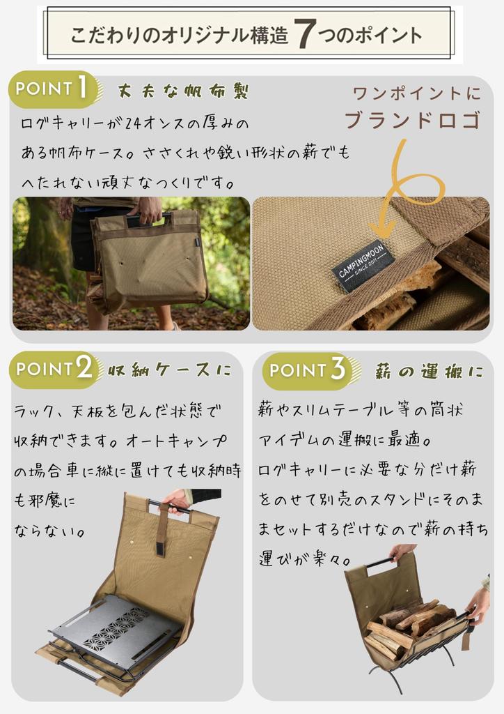 CAMPING MOON Firewood Carrying Bag, Log Carry, Firewood Bag, for Firewood Rack T-285, Canvas, B-285