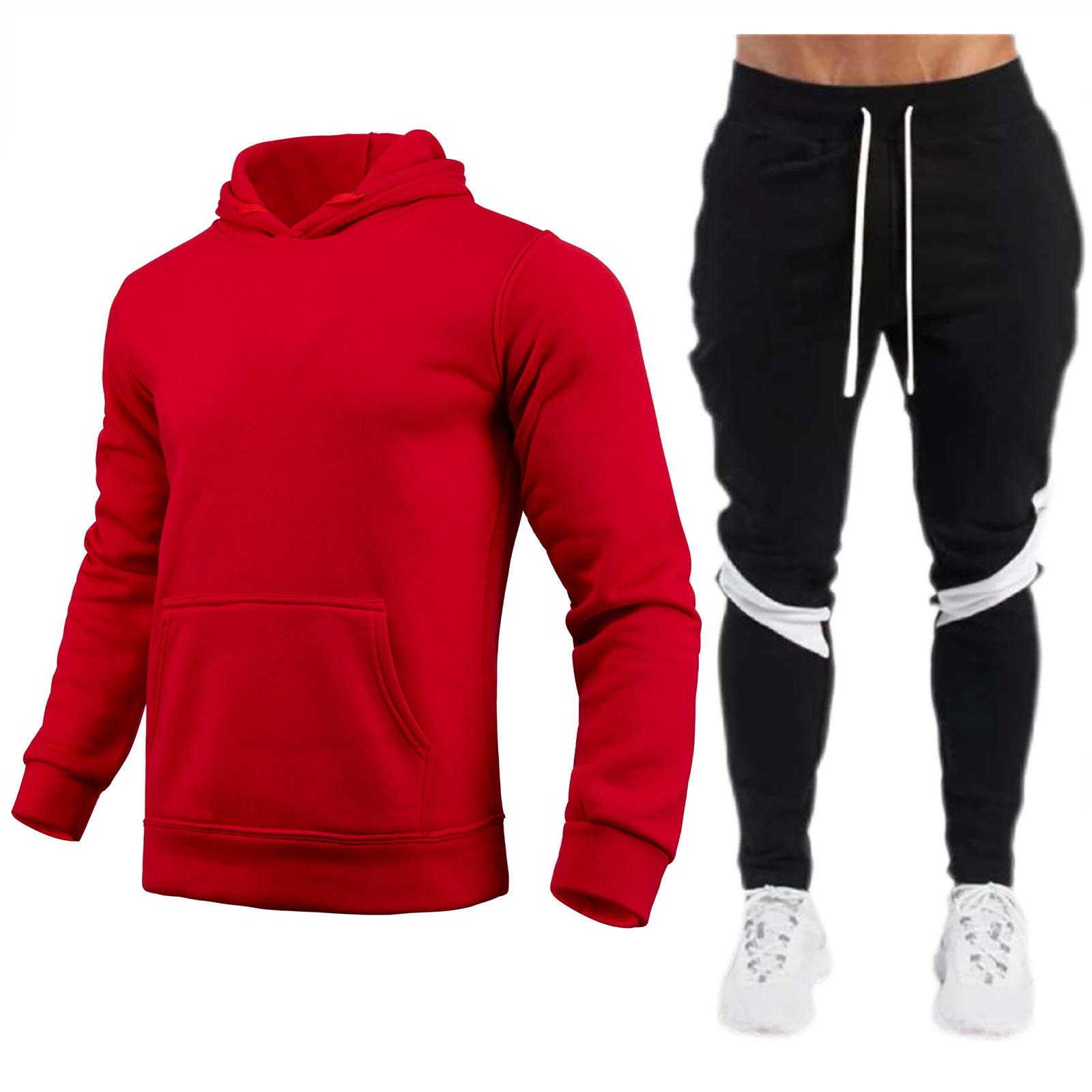 

220g Solid Color Pullover Men s Women s Hoodie Sports Set Fleece Hooded Sweatshirt L красный