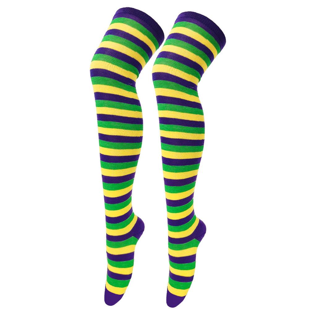 Women's Zebra Striped Thigh-High Socks: Japanese & Korean Style Over-the-Knee Halloween Cosplay Performance.