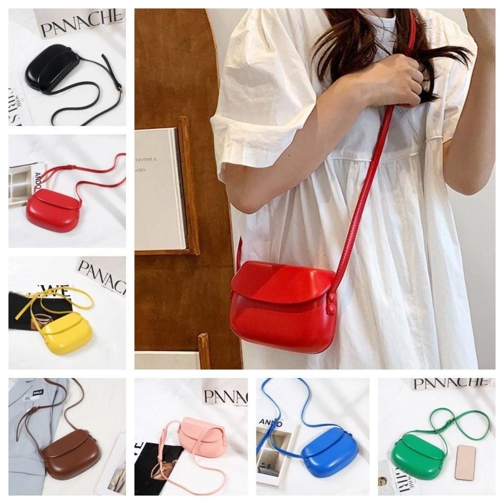 Korean Style Flap Crossbody Bags PU Leather Versatile Saddle Bag Candy Color Shell Bag Girls