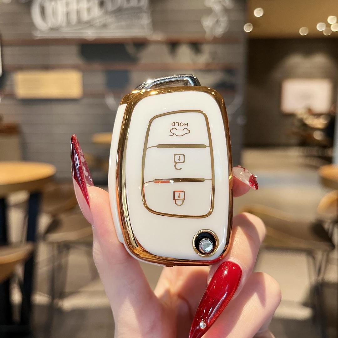 

TPU Car Key Case Bag For Hyundai ix25 ix35 i10 i30 Solaris Tucson Sonata Santa Fe Sport Mistra Elantra Creta Verna Car Keychain біле золото кольору