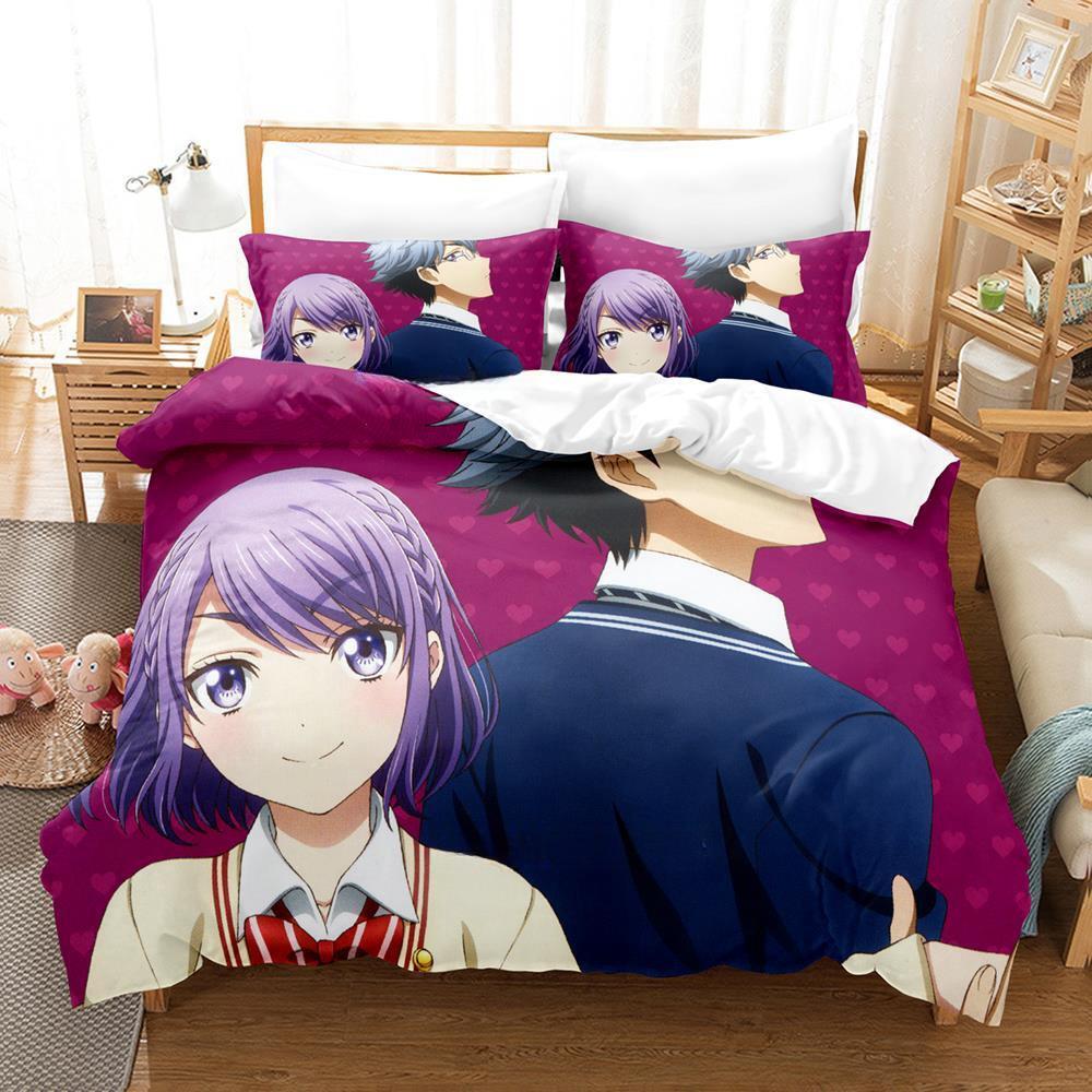 Yamada-kun och de sju häxorna Sängkläder Tecknad Anime tredelat set Vuxen Barn Sovrum Påslakanset 3D Kawaii Flickor
