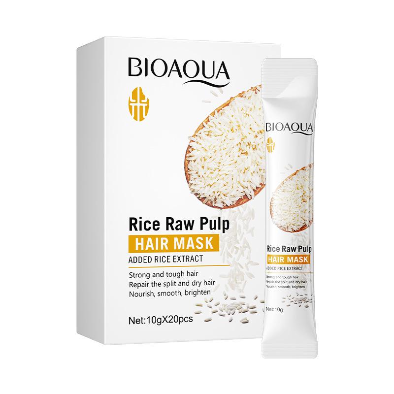 BIOAOUA Ensemble de Soins Capillaires à l'Essence de Ferment de Riz: Shampooing, Masque capillaire, Après-shampoing