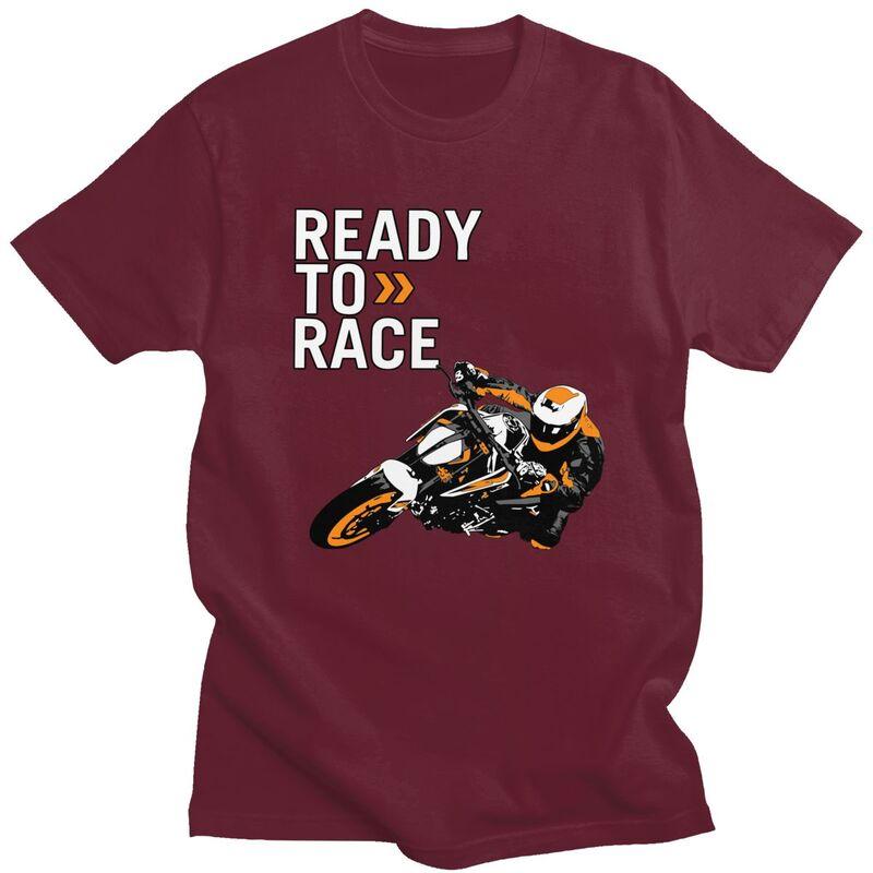 Custom Handsome Ready To Race T Shirt Men Short Sleeved 100% Cotton T-shirt Casual Motorbike Racing Enduro Tee Fashion Tshirt