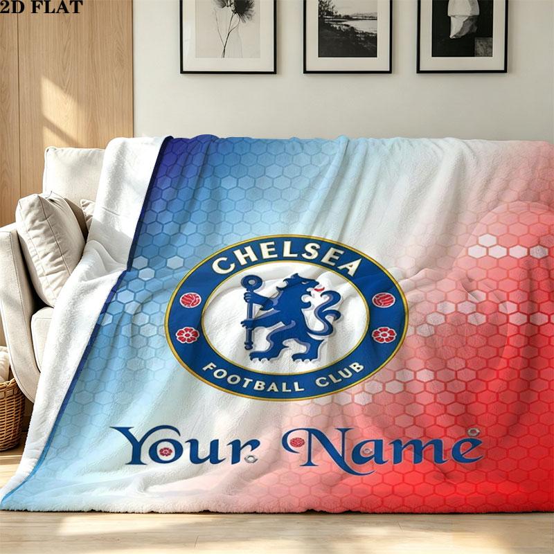 1PC Chelsea F Custom Name Patterned Flannel Blanket Suitable For All Seasons for Home Decor Warmth and Comfort Gifts Holiday Present