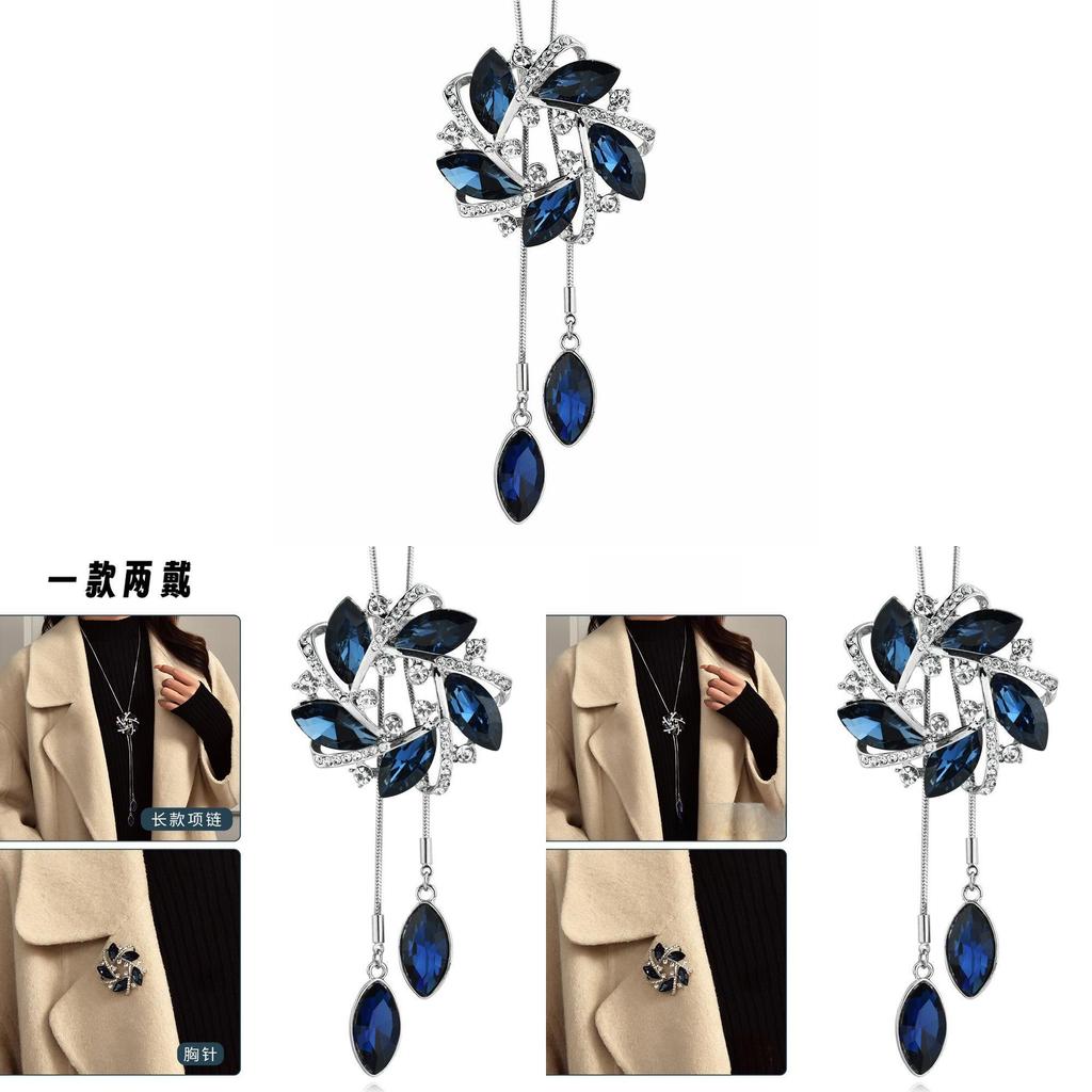 Winter Flower Necklace With Water Drill Gemstones For Elegant Office Wear