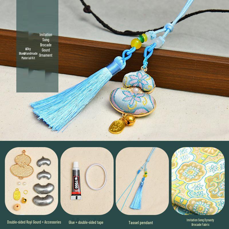 Handmade DIY Car Pendant Kit: Brocade Gourd Hanging Ornament Souvenir