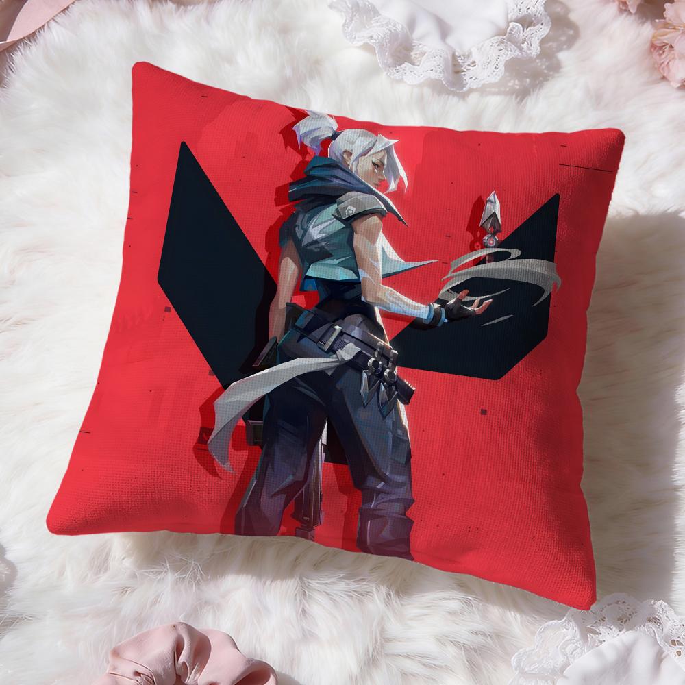 Game v-Valorants Cushion Cover Premium Comfort Reversible Pillow Cove -Two In One Design for Any Room & Car Interior