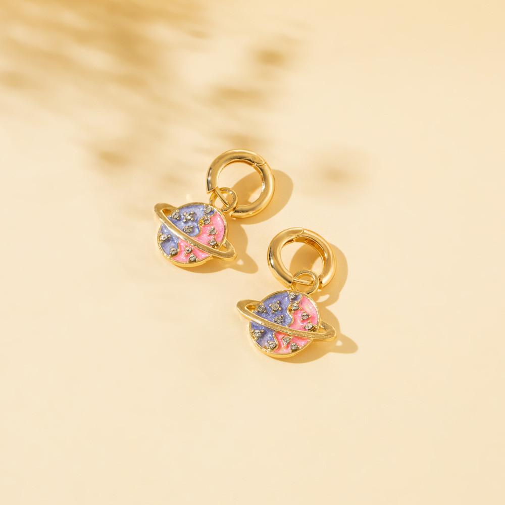 Heart Unique And Planet Alloy Earrings Fashionable Street Style Jewelry