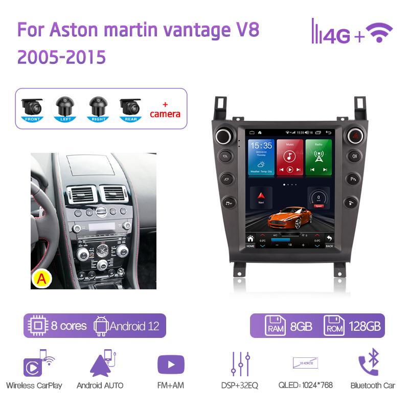 10.4Inch For Aston Martin Vantage V8 2005-2015 Car Multimedia Player GPS Navigation Android13 8+256 8Core CarPlay 4G 360Camera