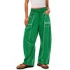 Women's Wide Leg Pants With High Waisted Straight Leg And Spliced Pocket Casual Pants