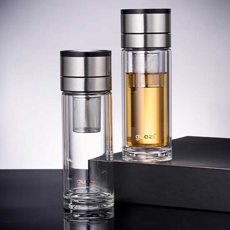 GUOZI One-Touch Open Tea Infuser Glass Bottle