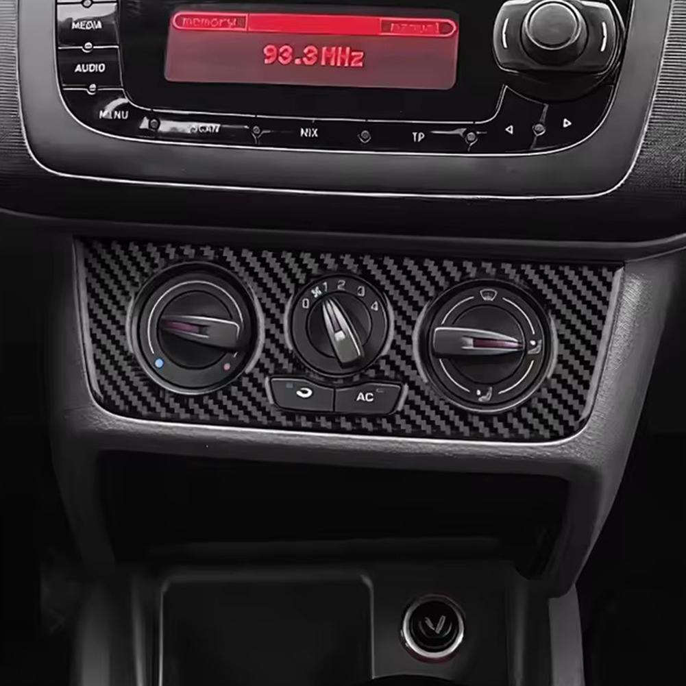 Car Central Control AC Frame Panel Trim For Seat Ibiza 2009 2010 2011 2012 2013 2014 Real Soft Carbon Fiber Sticker LHD RHD