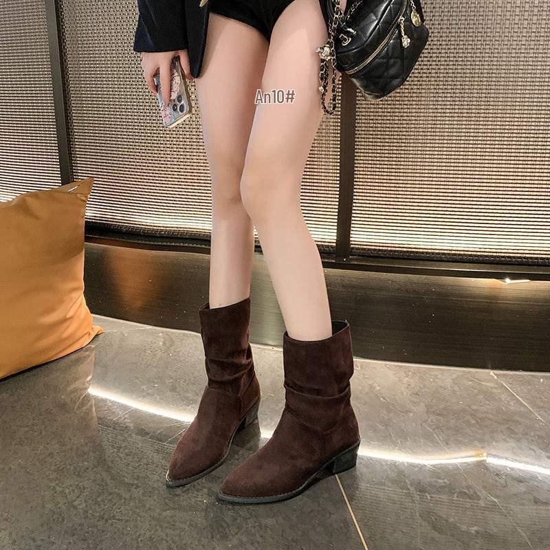 2025 Neue Khaki Wildleder Schlankmachende Französische Stiefeletten - Damen Spitzschuh High Heel Stiefel für Frühling & Herbst