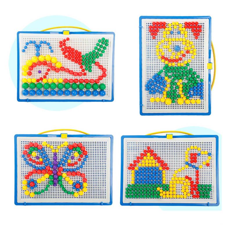296 Pieces/Set Box-packed Grain Mushroom Nail Beads Intelligent 3D Puzzle Games Children Toys