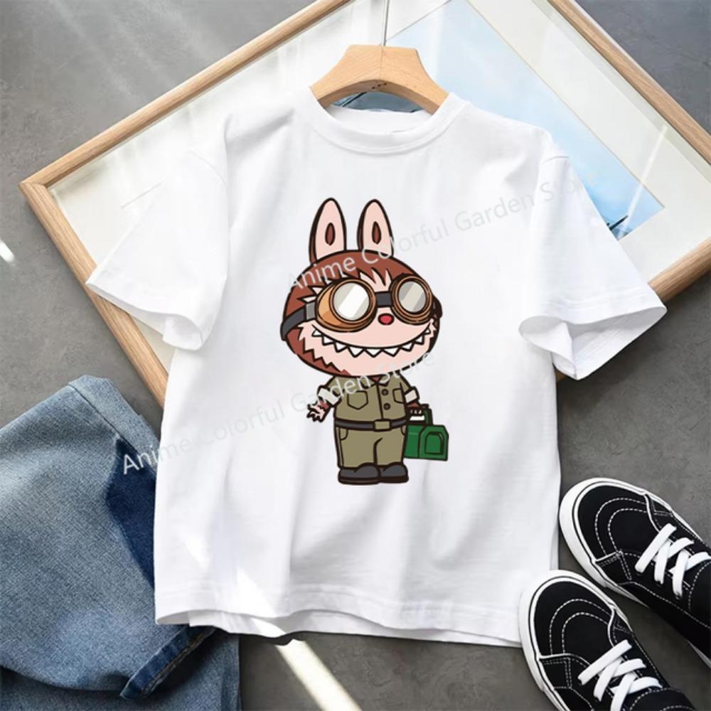 Kids 2-13Y+ T-shirts Children Cartoon Cute Short Sleeved Shirt Boys Girls Summer Travel Fashion Clothing Cotton White Kids Clothes