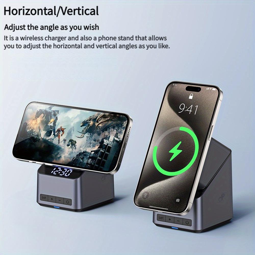 Magnetic 4-in-1 Wireless Charger with Auto-Rotate for Apple Devices, 15W Base