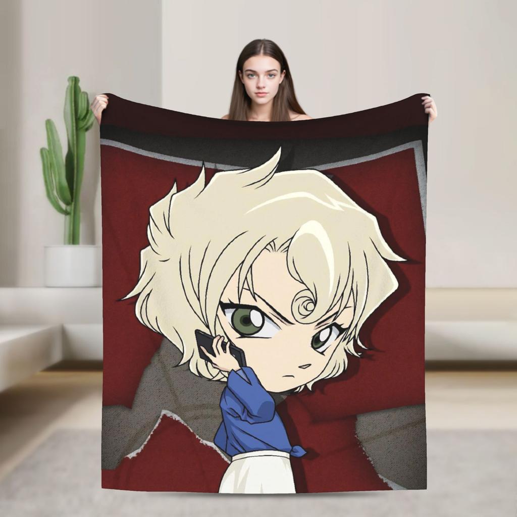 Detective Conan Blanket Coral Fleece Plush Spring Autumn Multi-function Super Soft Throw Blankets for Sofa Bedroom Bedspread