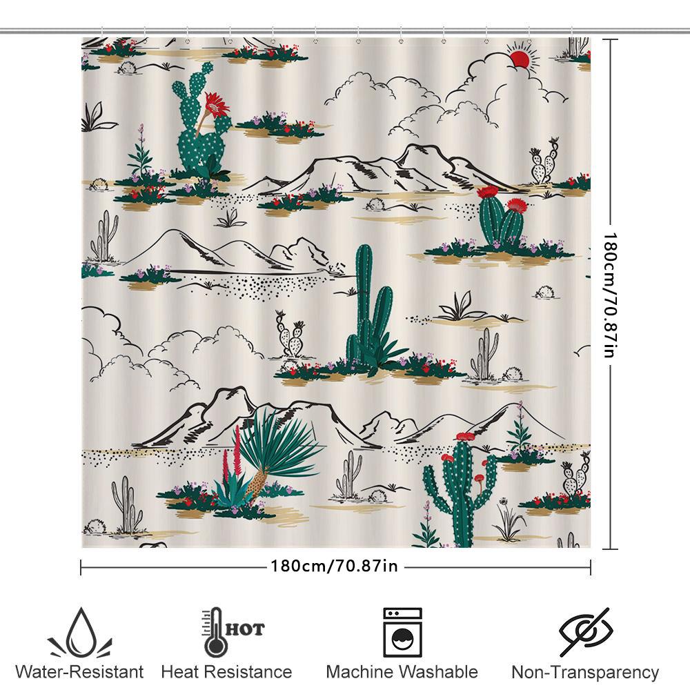 Modern Bathroom Shower Curtain Wild West Cactus Print Home Decor Waterproof Washable Fabric Shower Panels for Bathrooms In Bedro