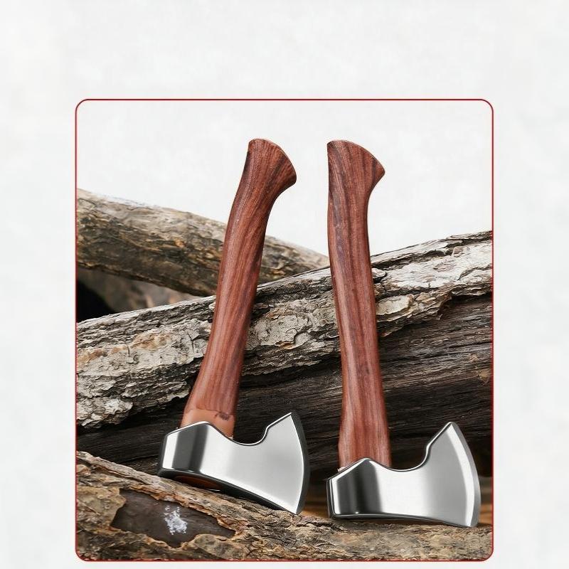 Stainless Steel Sharp Mini Axe Wood Handle Edc Fixed Blade Knife Outdoor Camping Survival Portable Utility Tool