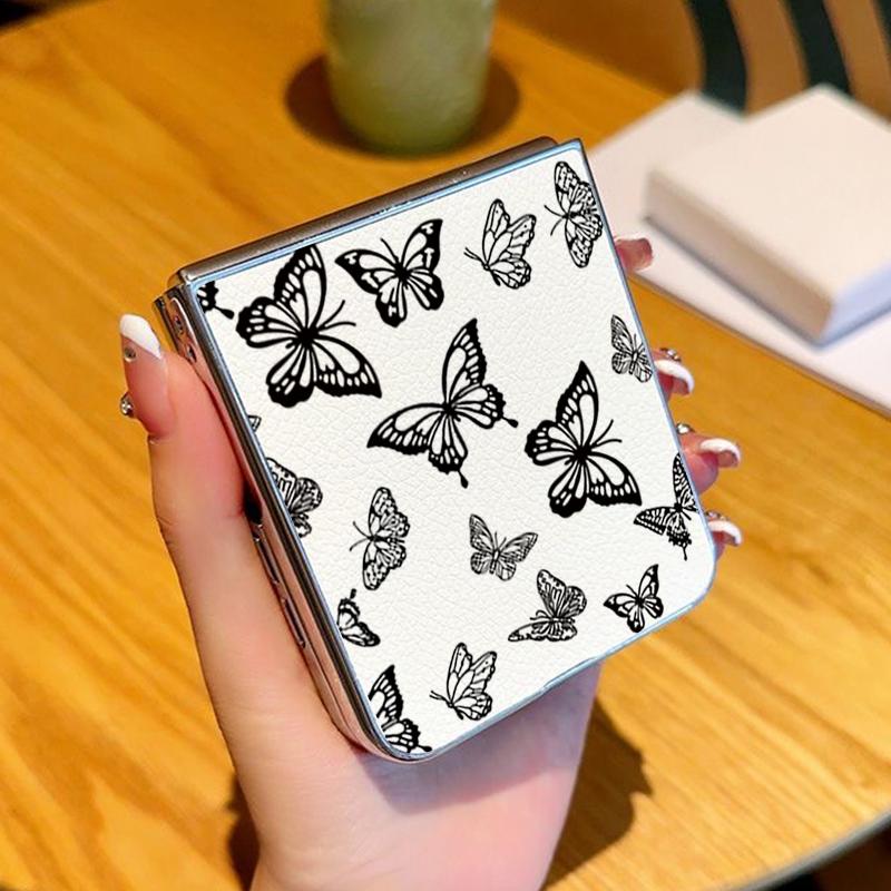 Line Butterfly Pattern Case For Samsung Z Fold 7 6 5 Luxury Hybrid 3in1 Leather Skin Plating Folding Phone Cover For Samsung Z Fold7 Fold6 Fold5