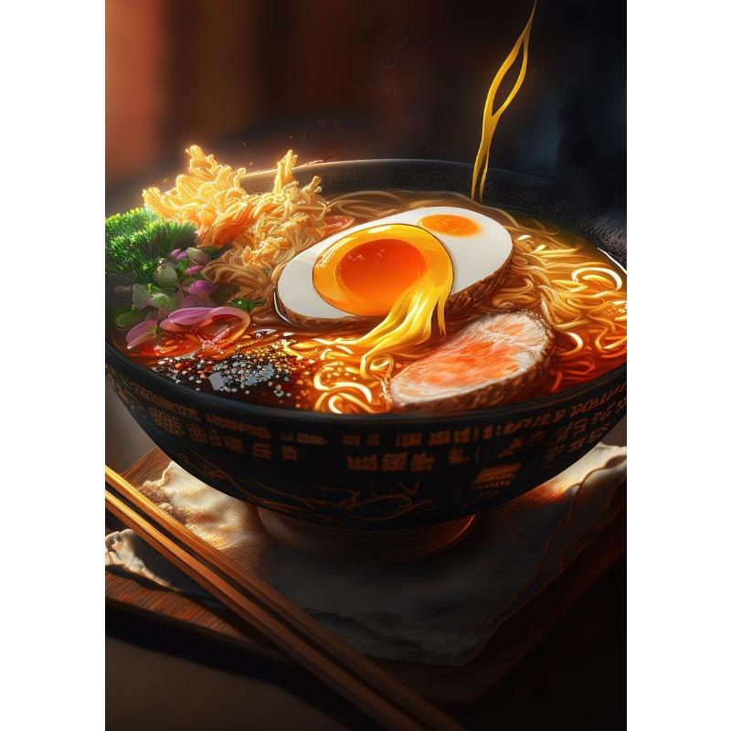 Japanese Food Ramen Noodles Posters and Prints Canvas Printing Modern Wall Art Picture for Cuisine Room Restaurant Decoration