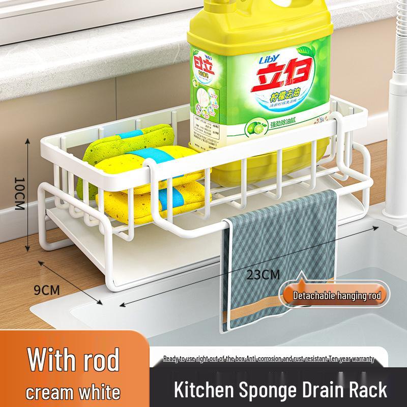 Multifunctional Kitchen Sink Organizer: Dishcloth, Sponge, Soap, Steel Wool Holder