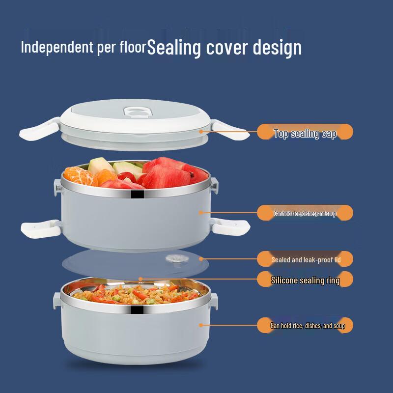 Bess Thickness 304 Stainless Steel Double-Layer Round Lunch Box
