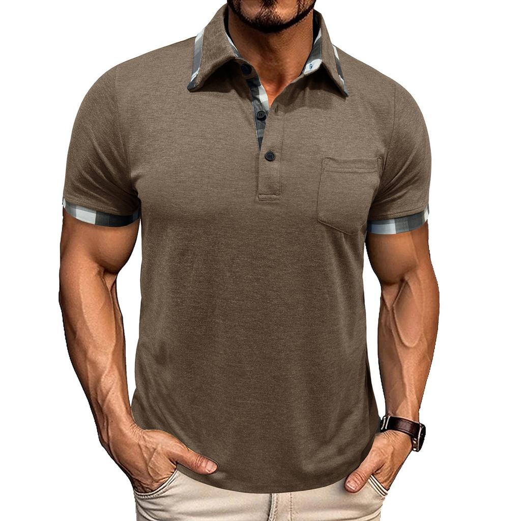 Men's Casual -color Outdoor Sportswear, Men's Lapel Pocket Short-sleeved Top