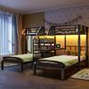 Bunk Bed, 90 X 200 Cm, 3 Beds, LED Light Strip, Integrated Ladder with Storage, 2 USB Ports + 1 Socket, Desk, Shelf, Without Mattress, Black